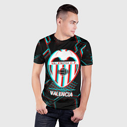 Футболка спортивная мужская Valencia FC в стиле glitch на темном фоне, цвет: 3D-принт — фото 2