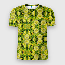 Мужская спорт-футболка Зеленые узоры: волны абстракции