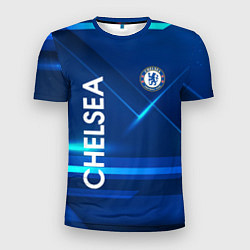 Футболка спортивная мужская Chelsea Синяя абстракция, цвет: 3D-принт