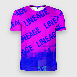 Мужская спорт-футболка Lineage glitch text effect: паттерн