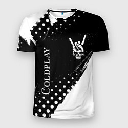 Мужская спорт-футболка Coldplay и рок символ на темном фоне