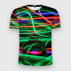 Мужская спорт-футболка Абстрактное множество цветных линий