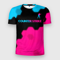 Футболка спортивная мужская Counter Strike - neon gradient: символ сверху, цвет: 3D-принт