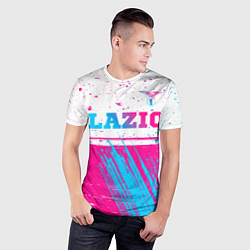 Футболка спортивная мужская Lazio neon gradient style: символ сверху, цвет: 3D-принт — фото 2