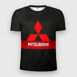 Футболка спортивная мужская Mitsubishi - логотип - красная полоса, цвет: 3D-принт