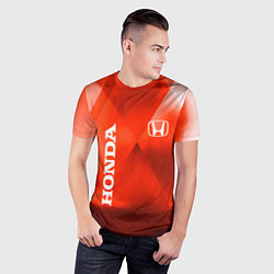 Футболка спортивная мужская Honda - красная абстракция, цвет: 3D-принт — фото 2