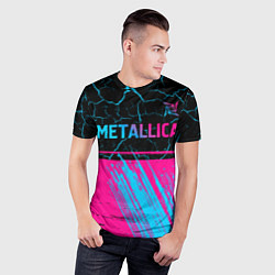 Футболка спортивная мужская Metallica - neon gradient: символ сверху, цвет: 3D-принт — фото 2