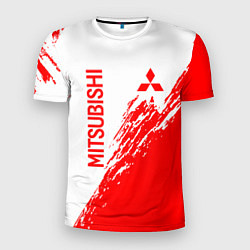 Мужская спорт-футболка Mitsubishi - красная текстура