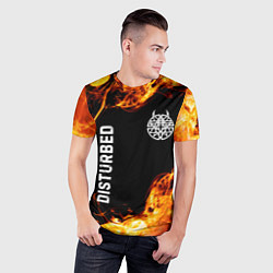 Футболка спортивная мужская Disturbed и пылающий огонь, цвет: 3D-принт — фото 2