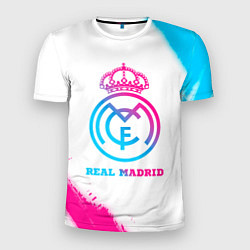 Футболка спортивная мужская Real Madrid neon gradient style, цвет: 3D-принт