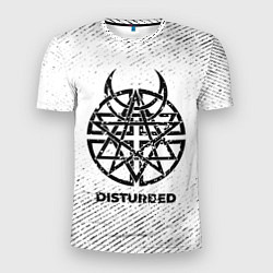 Футболка спортивная мужская Disturbed с потертостями на светлом фоне, цвет: 3D-принт