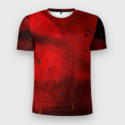 Футболка спортивная мужская Абстрактный красный дым и брызги тёмной краски, цвет: 3D-принт