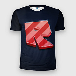 Футболка спортивная мужская Roblox red - Роблокс полосатый логотип, цвет: 3D-принт