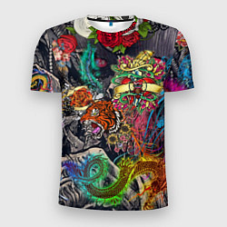 Мужская спорт-футболка Цветные татуировки