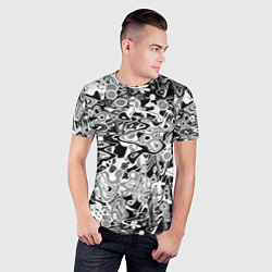 Футболка спортивная мужская Черно-белый абстрактный паттерн, цвет: 3D-принт — фото 2