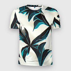 Мужская спорт-футболка Листья тропические тёмно-синие