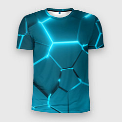 Мужская спорт-футболка Ледяные неоновые геометрические плиты