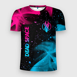 Мужская спорт-футболка Dead Space - neon gradient: символ и надпись верти