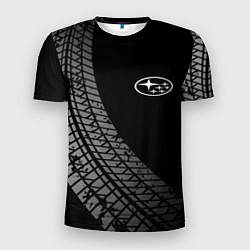 Мужская спорт-футболка Subaru tire tracks