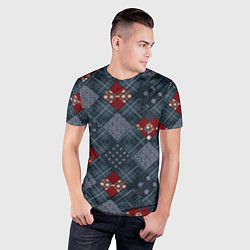 Футболка спортивная мужская Red and blue denim patchwork, цвет: 3D-принт — фото 2