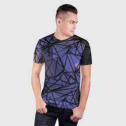 Футболка спортивная мужская Blue with black stripes pattern, цвет: 3D-принт — фото 2