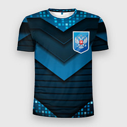 Мужская спорт-футболка Russia abstract blue