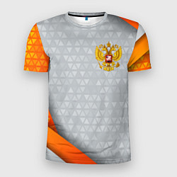 Футболка спортивная мужская Orange & silver Russia, цвет: 3D-принт
