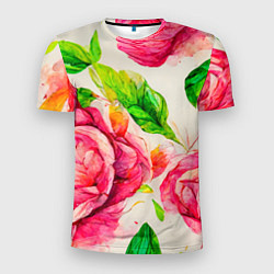 Мужская спорт-футболка Яркие выразительные розы