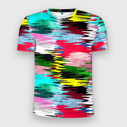 Мужская спорт-футболка Абстрактный многоцветный неоновый узор
