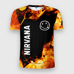 Мужская спорт-футболка Nirvana и пылающий огонь