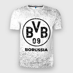 Мужская спорт-футболка Borussia с потертостями на светлом фоне