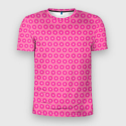 Мужская спорт-футболка Розовые цветочки - паттерн из ромашек