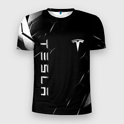 Мужская спорт-футболка Тесла - Черная абстракция
