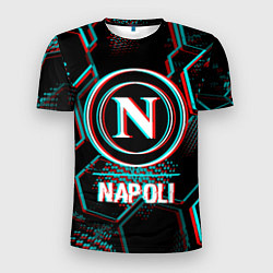 Футболка спортивная мужская Napoli FC в стиле glitch на темном фоне, цвет: 3D-принт