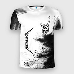 Мужская спорт-футболка Metallica и рок символ на светлом фоне