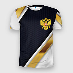 Мужская спорт-футболка Gold and white Russia