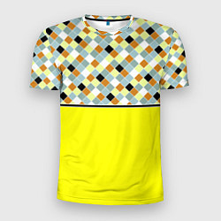 Футболка спортивная мужская Желтый неоновый комбинированный узор, цвет: 3D-принт
