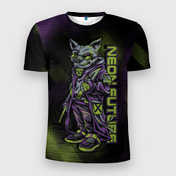 Футболка спортивная мужская Неоновый волк на стиле, цвет: 3D-принт