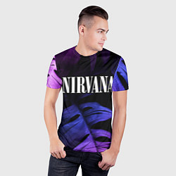 Футболка спортивная мужская Nirvana neon monstera, цвет: 3D-принт — фото 2