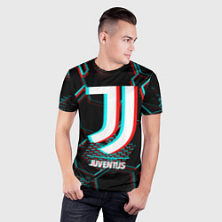 Футболка спортивная мужская Juventus FC в стиле glitch на темном фоне, цвет: 3D-принт — фото 2