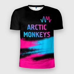 Мужская спорт-футболка Arctic Monkeys - neon gradient: символ сверху