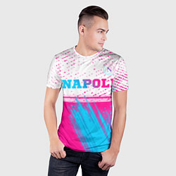 Футболка спортивная мужская Napoli neon gradient style: символ сверху, цвет: 3D-принт — фото 2