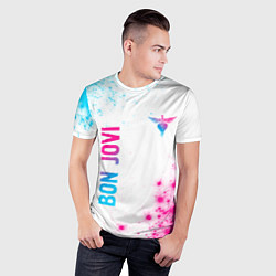 Футболка спортивная мужская Bon Jovi neon gradient style: надпись, символ, цвет: 3D-принт — фото 2