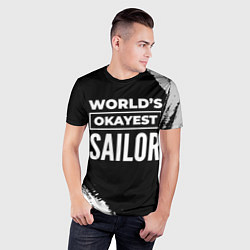 Футболка спортивная мужская Worlds okayest sailor - dark, цвет: 3D-принт — фото 2