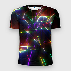 Мужская спорт-футболка Разноцветные неоновые линии