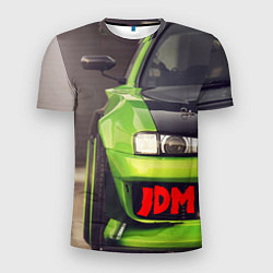 Мужская спорт-футболка JDM машина зеленая тюнингованная