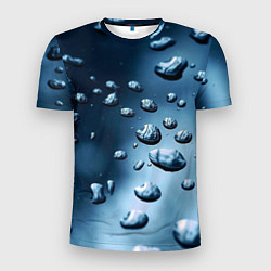 Мужская спорт-футболка Капли воды на матовом стекле - текстура