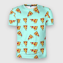 Мужская спорт-футболка Куски пиццы на голубом фоне