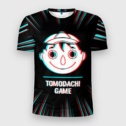 Футболка спортивная мужская Символ Tomodachi Game в стиле glitch на темном фон, цвет: 3D-принт