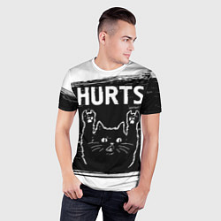 Футболка спортивная мужская Группа Hurts и рок кот, цвет: 3D-принт — фото 2